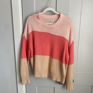 AEO Pink Knit Color Block Sweater